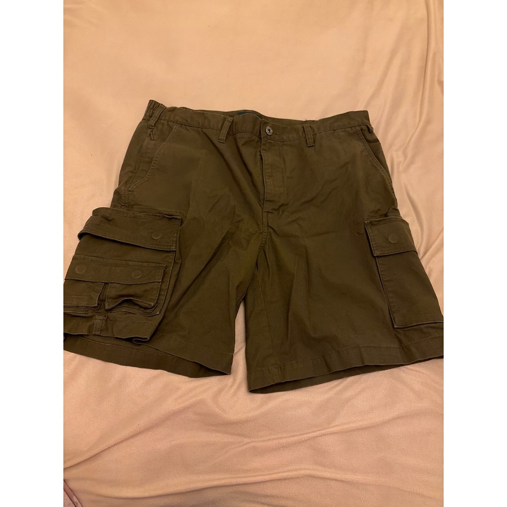 Orvis Mens Olive Green Cargo Shorts Multi Pocket Utility Canvas Hiking Size 38